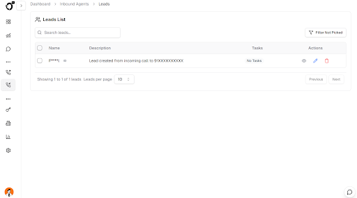 Inbound Calling Interface